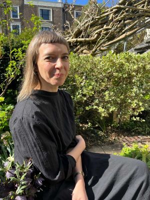 Lina Lapelyté in the garden at The Cosmic House, 2025. Photo: Veronica Simpson.