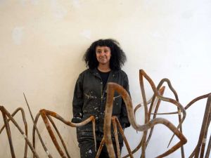 Dominique White in her studio in Todi during her Italian residency, 2024. Photo: Zouhair Bellahmar.